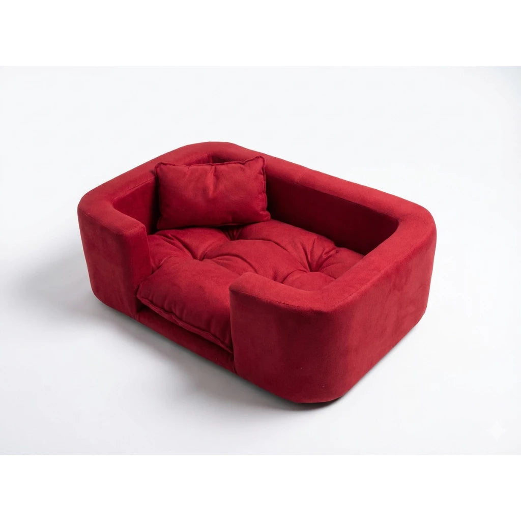 Poltrona Pet Estofada em Madeira Maciça para Cachorro e Gato com Almofada Lavável CozyWood™