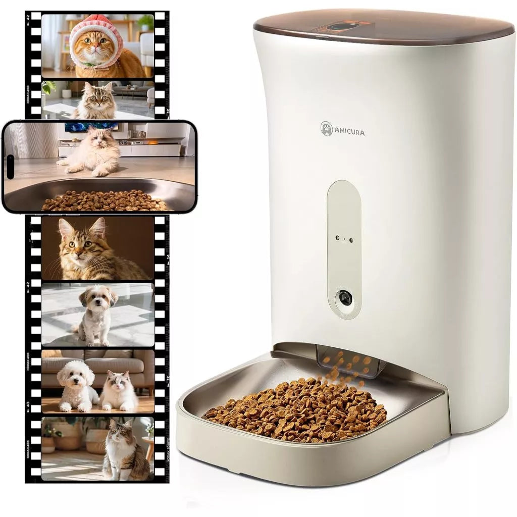 Comedouro Automático com Câmera 2K e Controle por App para Cachorro e Gato Amicura™