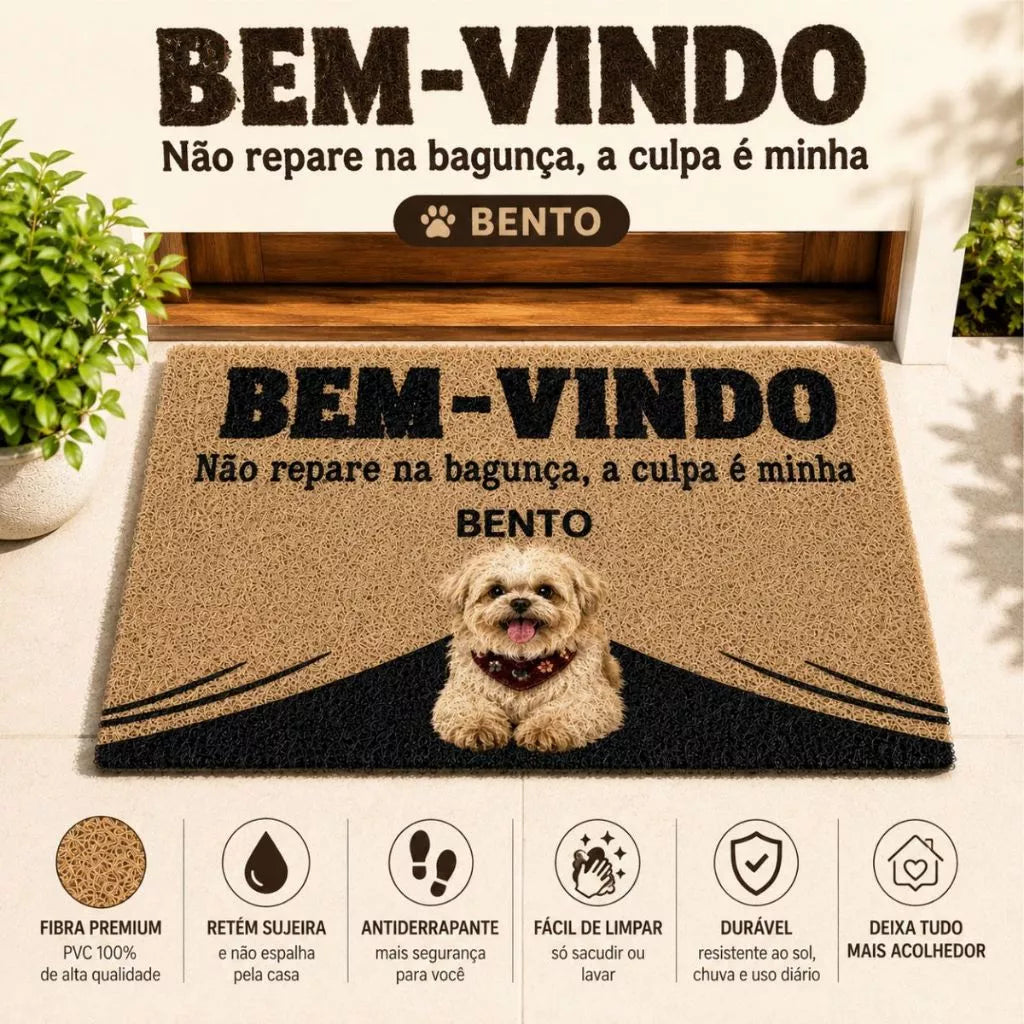 Tapete Personalizado Antiderrapante 60x40 para Pet com Nome e Raça Dogfy™