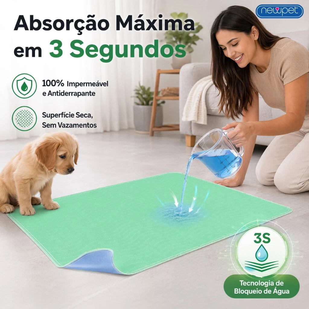 Tapete Sanitário Lavável Newpet™ 80x60cm Alta Absorção Anti Vazamento para Cachorro