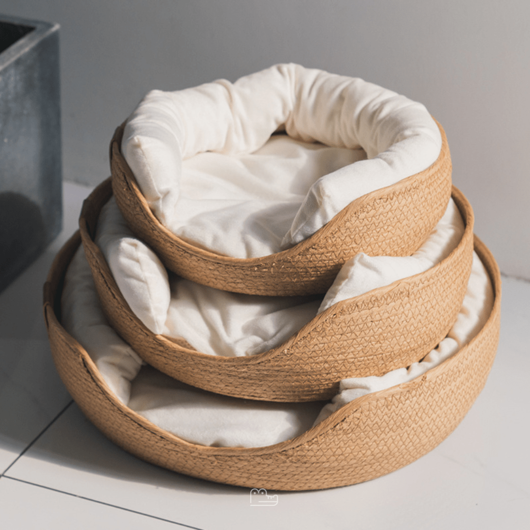 Cama de Bambu Natural para Pet com Travesseiros - Woofline™ | Exclusivo da ForPatas