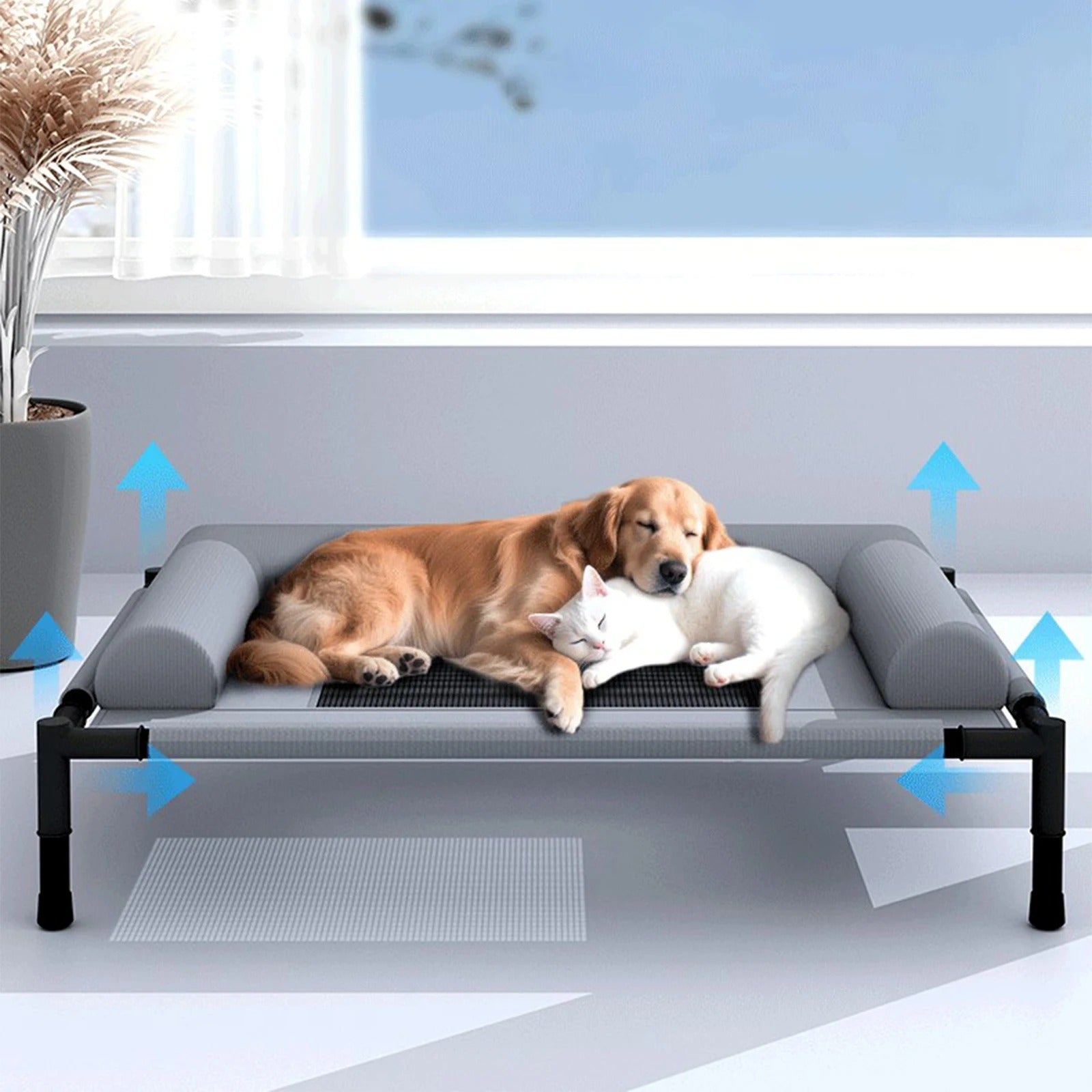 Cama Pet Elevada Confortável – Lupzy™ | Saúde, Praticidade e Estilo