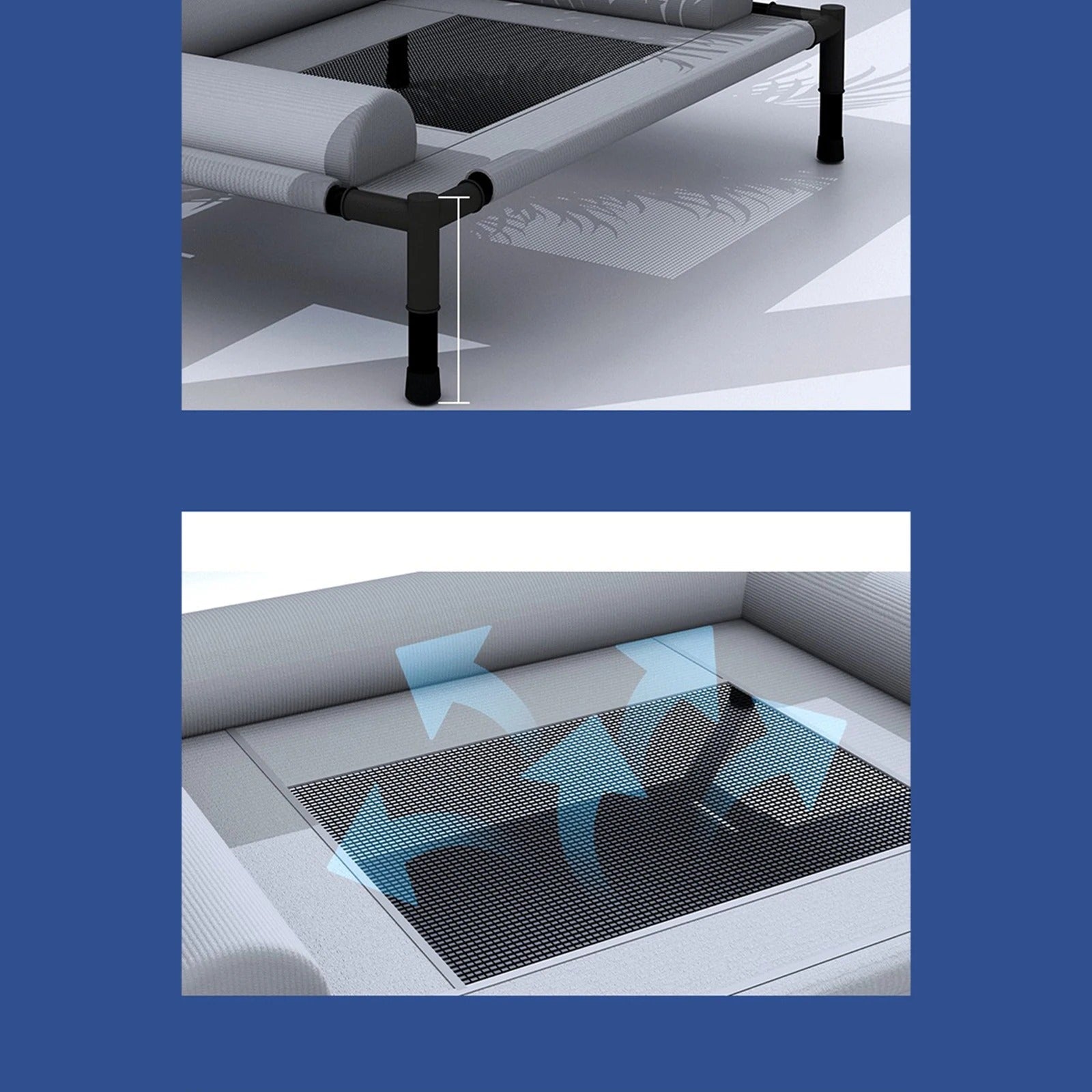 Cama Pet Elevada Confortável – Lupzy™ | Saúde, Praticidade e Estilo