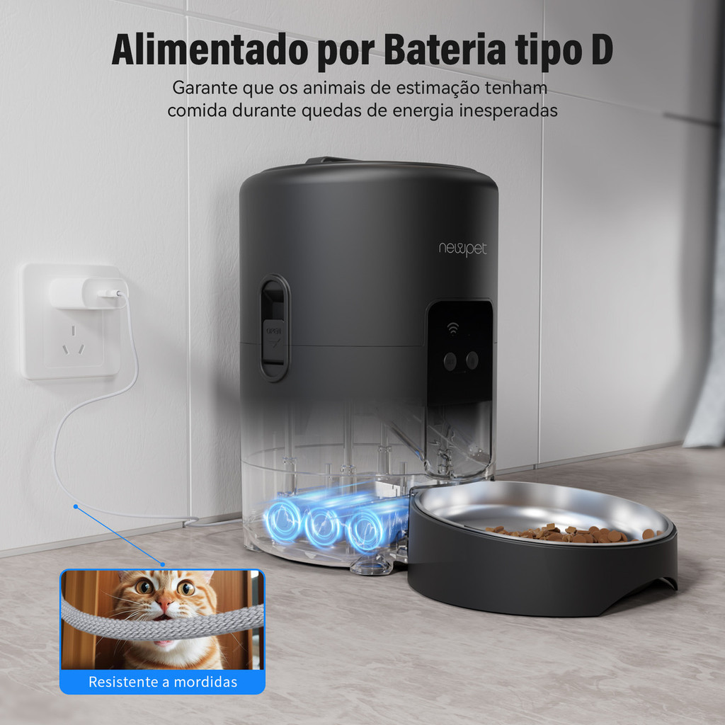 Newpet 2 Litros Comedouro Automático Com Programador WiFi APP De Controle Para Cães Gatos