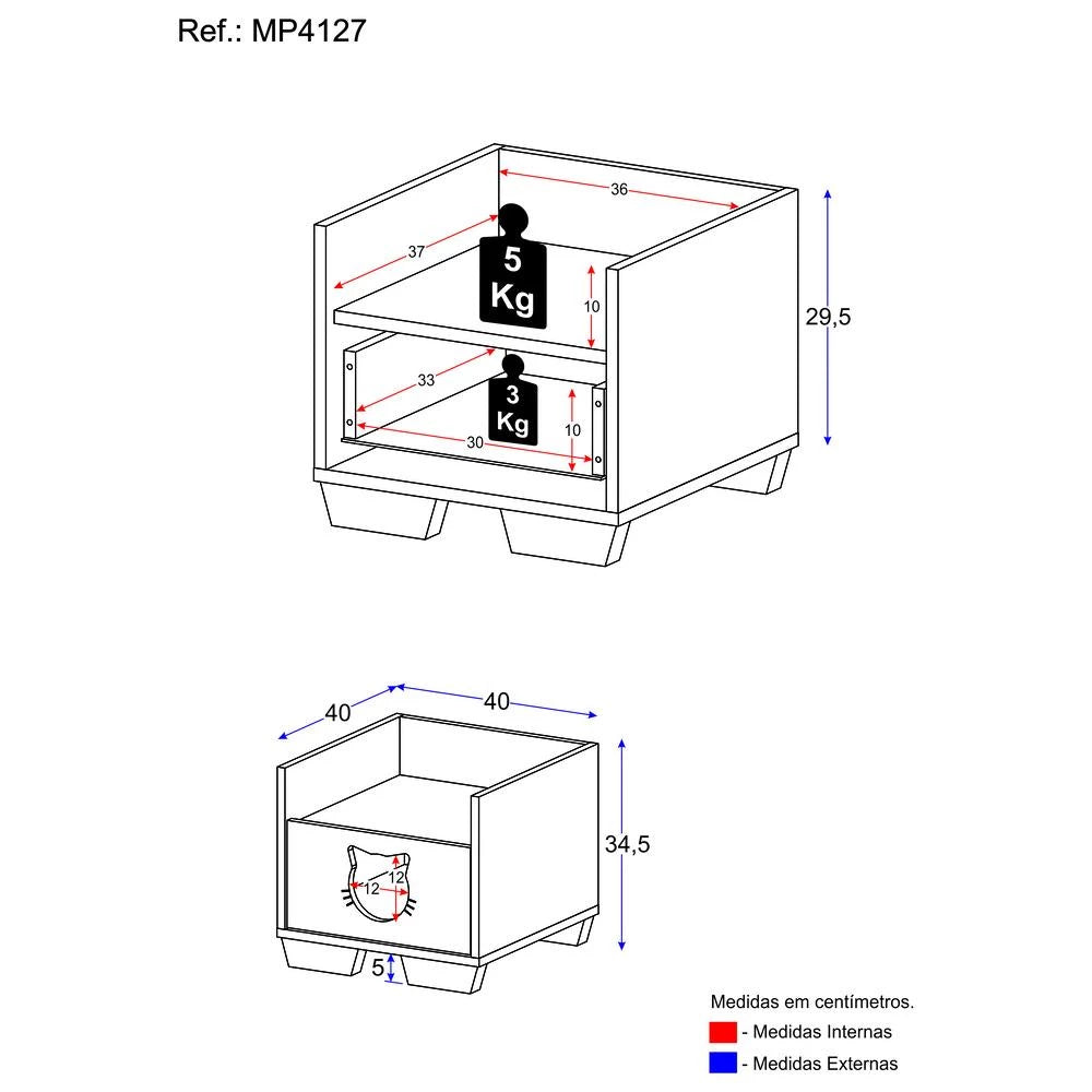 Cama para Gato com Gaveta Organizadora e Design Moderno Multimóveis™