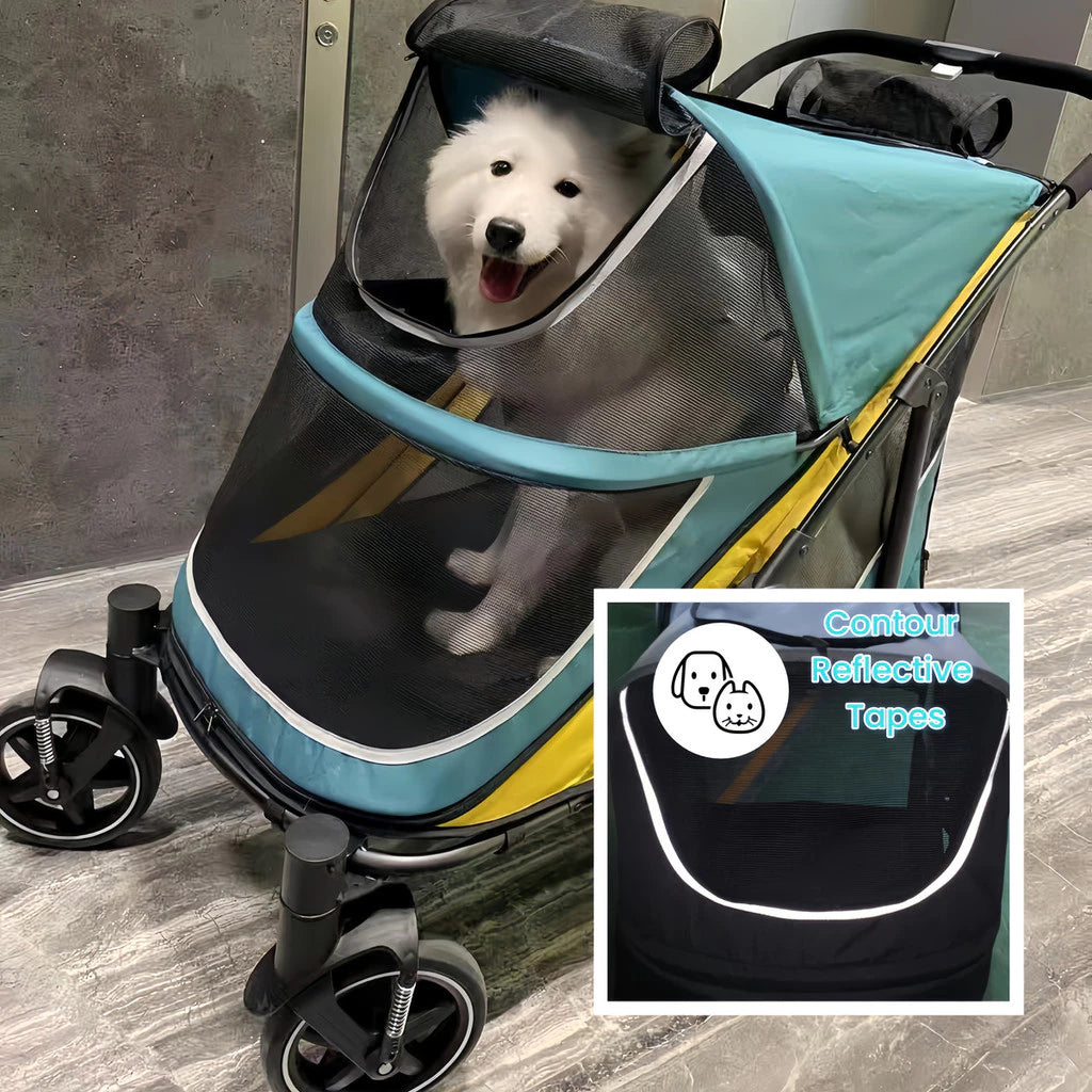 Carrinho Pet Dobrável Reforçado até 60kg com Rodas 360° e Freio para Cachorro e Gato BigRide™