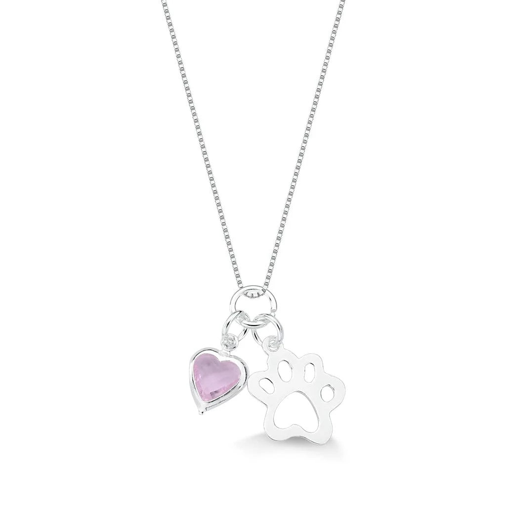 Colar Patuá Patinha com Coração Rosa em Prata 925 – Lupzy™ | Amor Pet Delicado e Feminino
