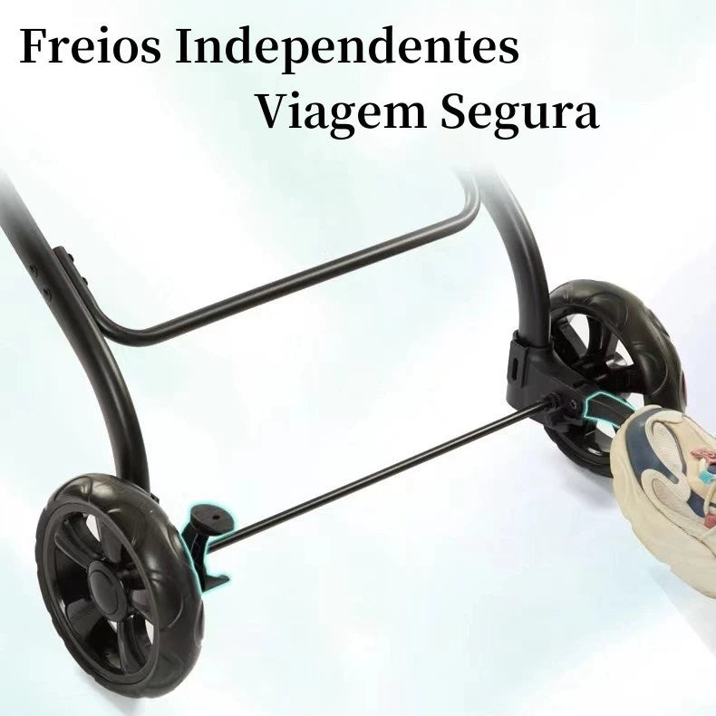 Carrinho Passeio Dobrável 3 em 1 até 30kg com Freio e Cinto para Cachorro e Gato Bluesky™