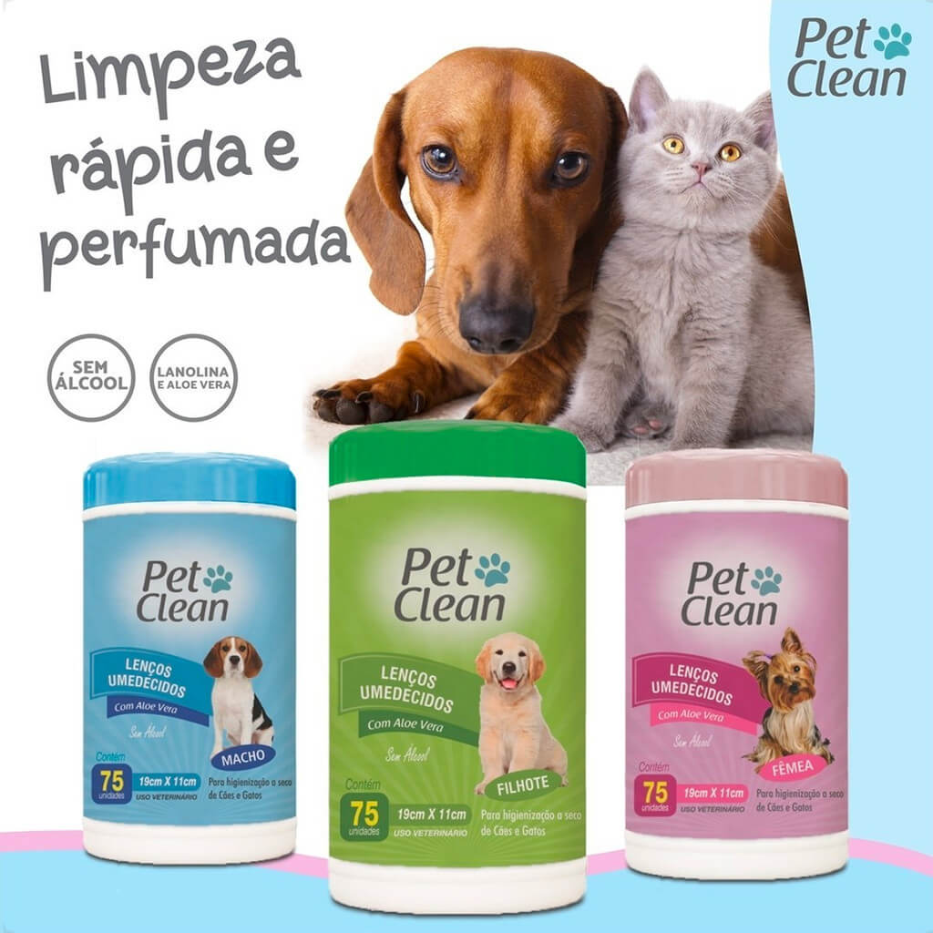 Kit com 3 Pacotes de Lenços Umedecidos para Pets – Higiene Rápida e Segura