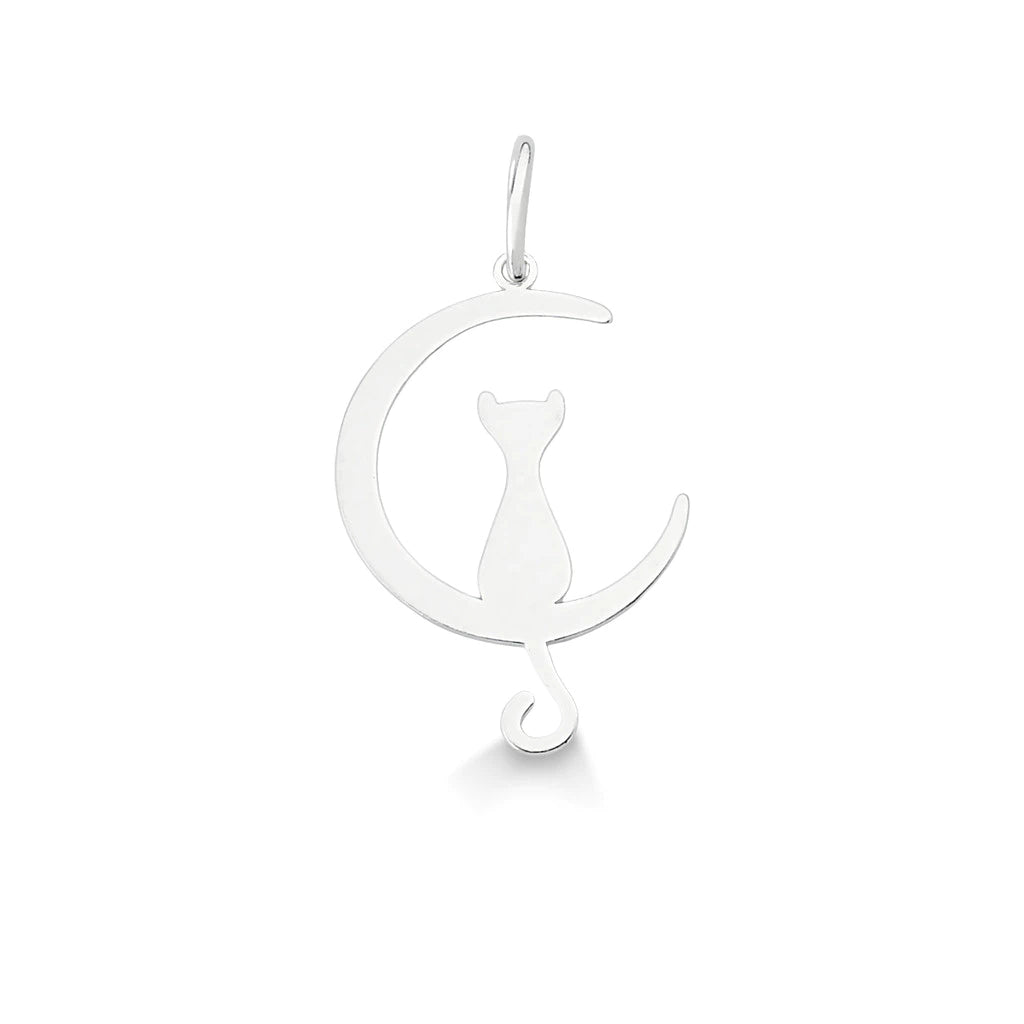 Colar Gato na Lua em Prata 925 – Lupzy™ | Amor Pet Sob a Luz da Lua