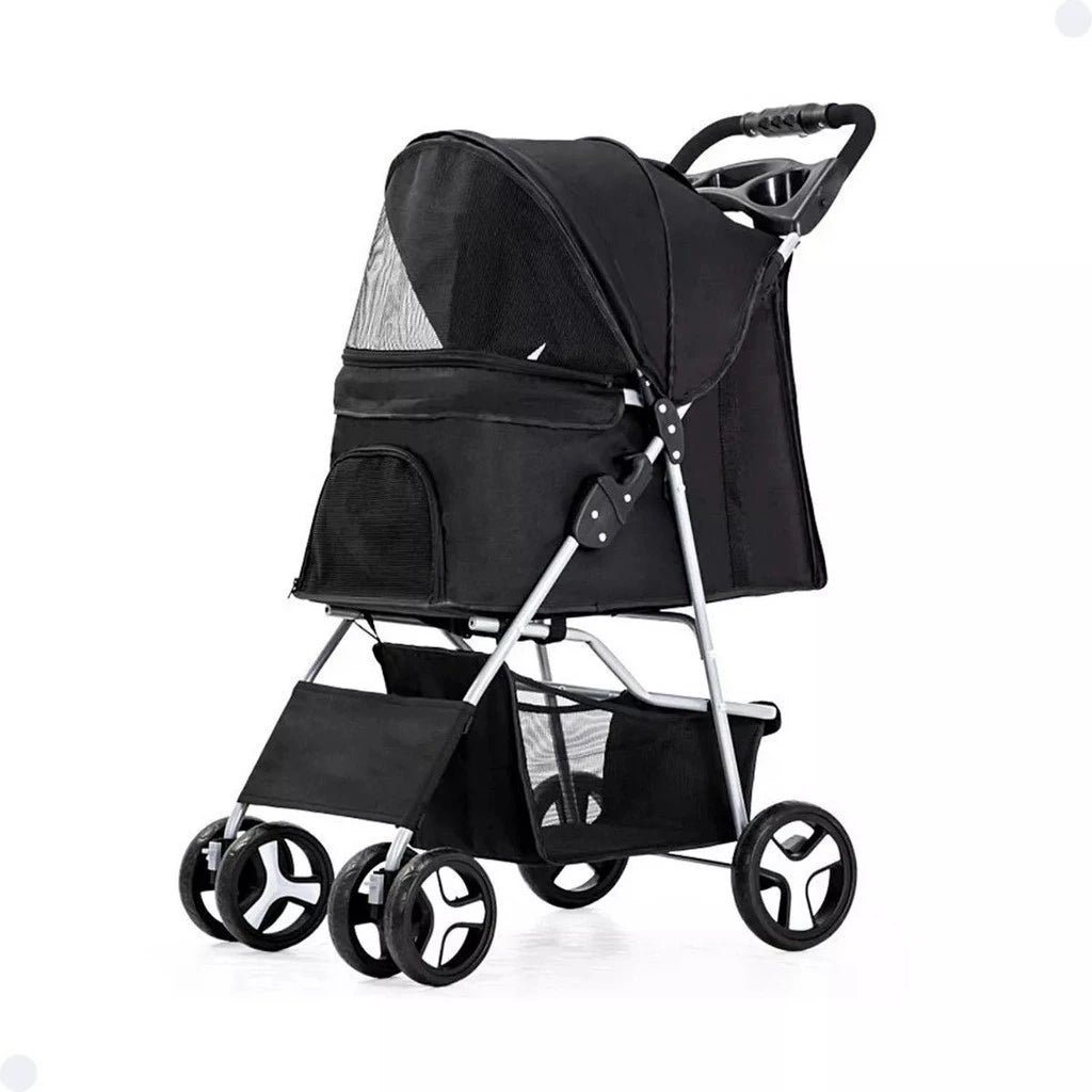 Carrinho Pet Dobrável Grande com Ventilação e Freio para Cachorro e Gato TravelGo™
