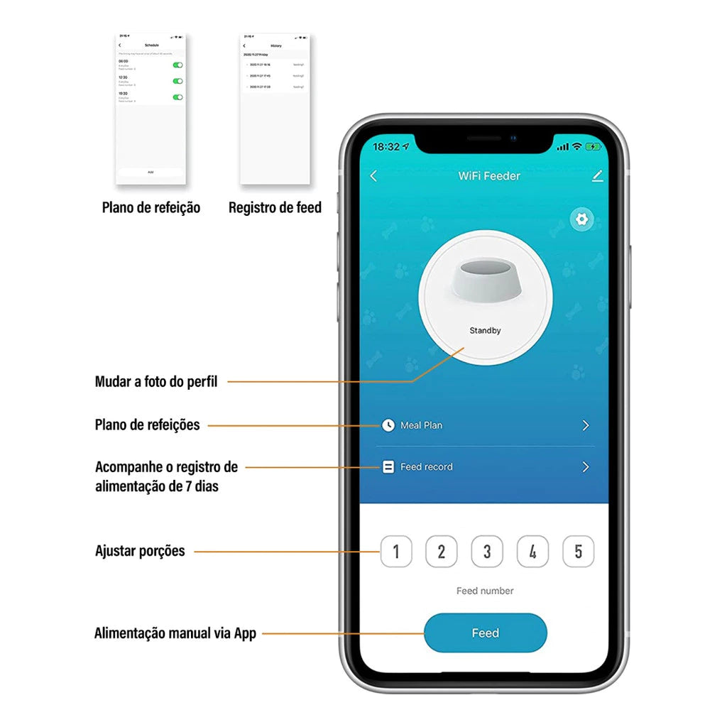 Alimentador Automático Wifi 4L com Porções Programáveis para Cachorro e Gato Bivolt Newpet™