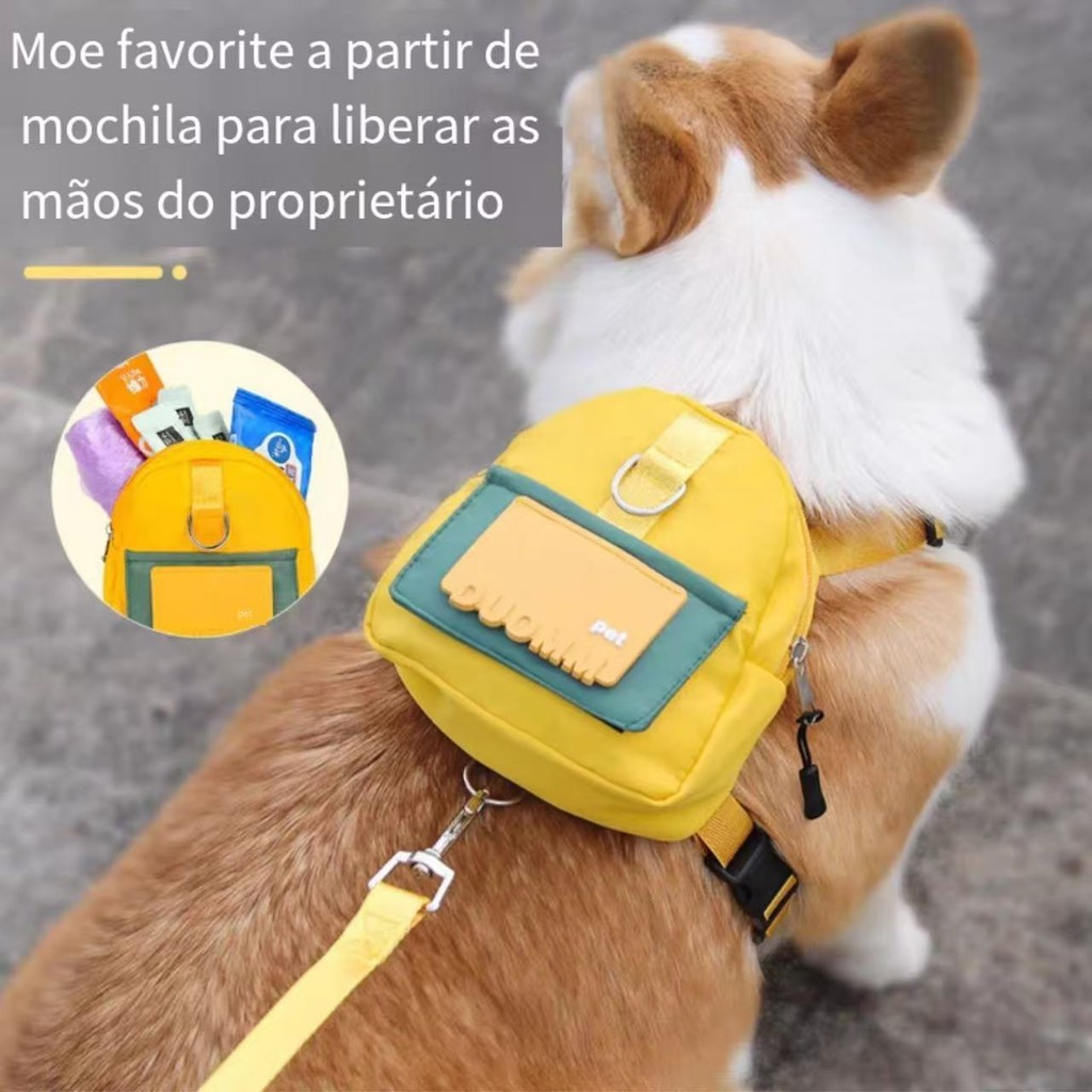 Mochila Pet Impermeável Com Peitoral E Guia Ideal Para Cães Em Viagens E Passeios Ao Ar Livre