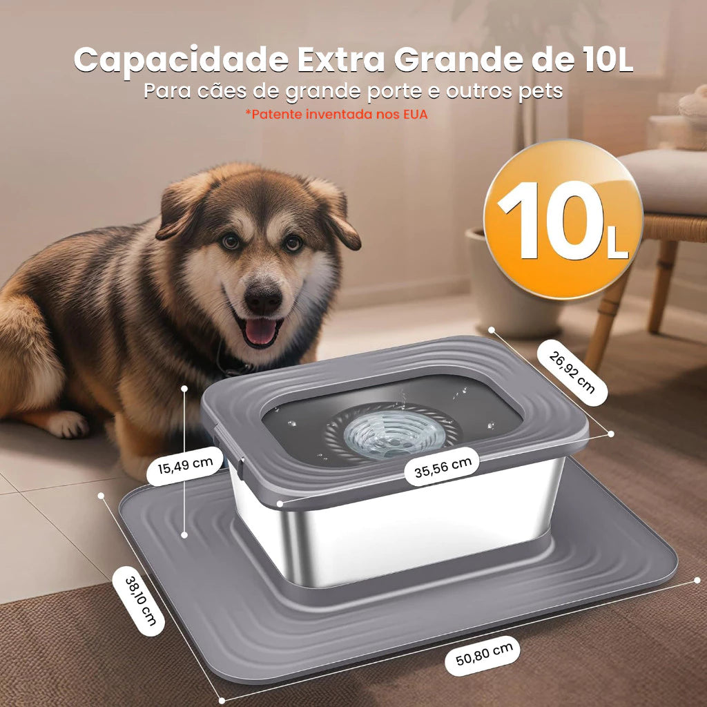 Bebedouro Flutuante Antirrespingo 10L em Aço Inoxidável para Cachorro Newpet™