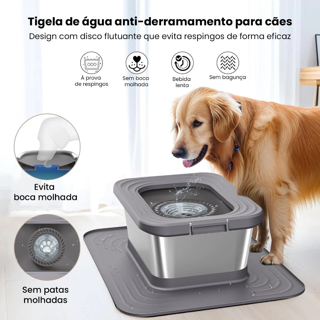 Bebedouro Flutuante Antirrespingo 10L em Aço Inoxidável para Cachorro Newpet™