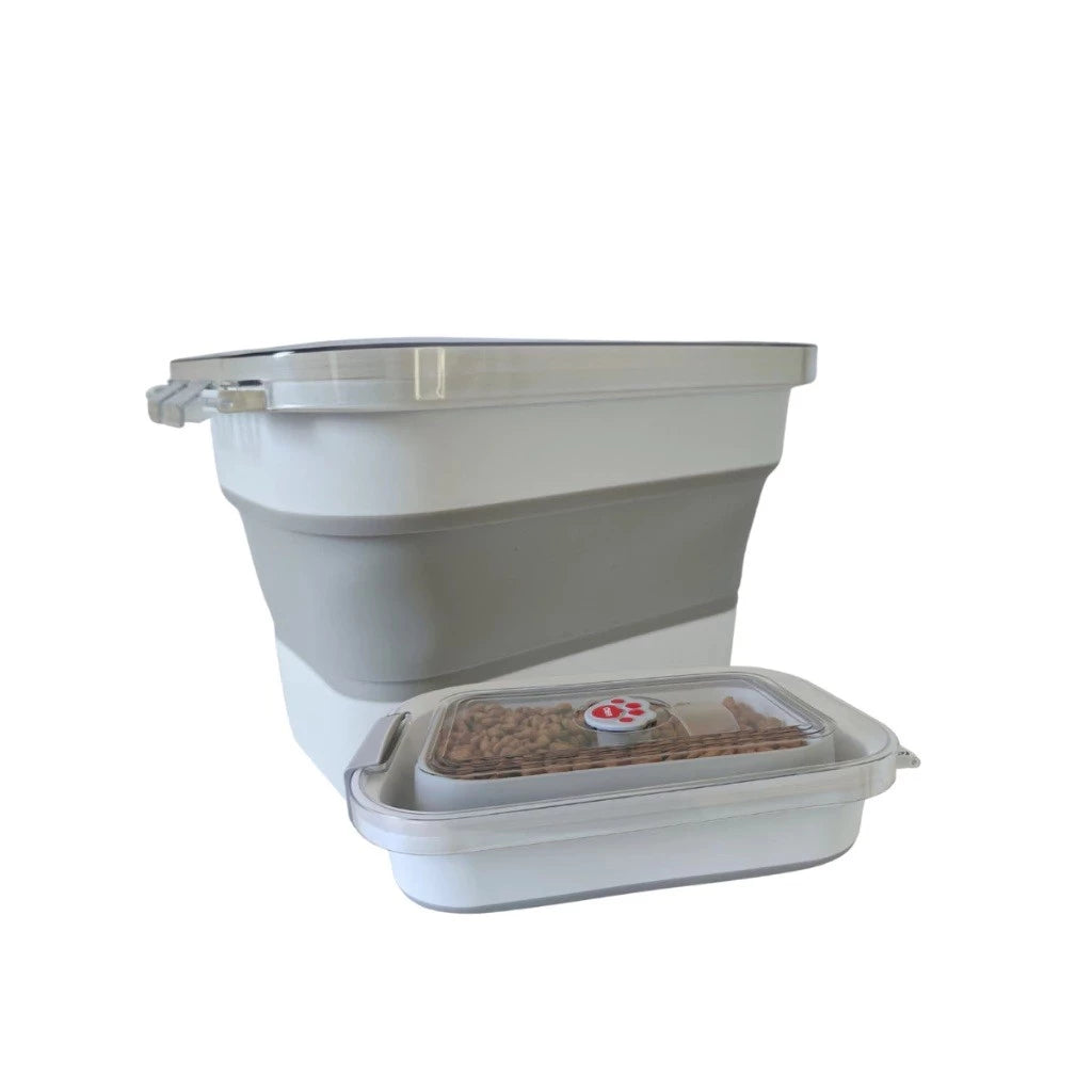 Porta Ração Dobrável 5kg e 10kg com Tampa Vedada para Cães e Gatos – Duty™ | Ração Sempre Fresca e Organizada