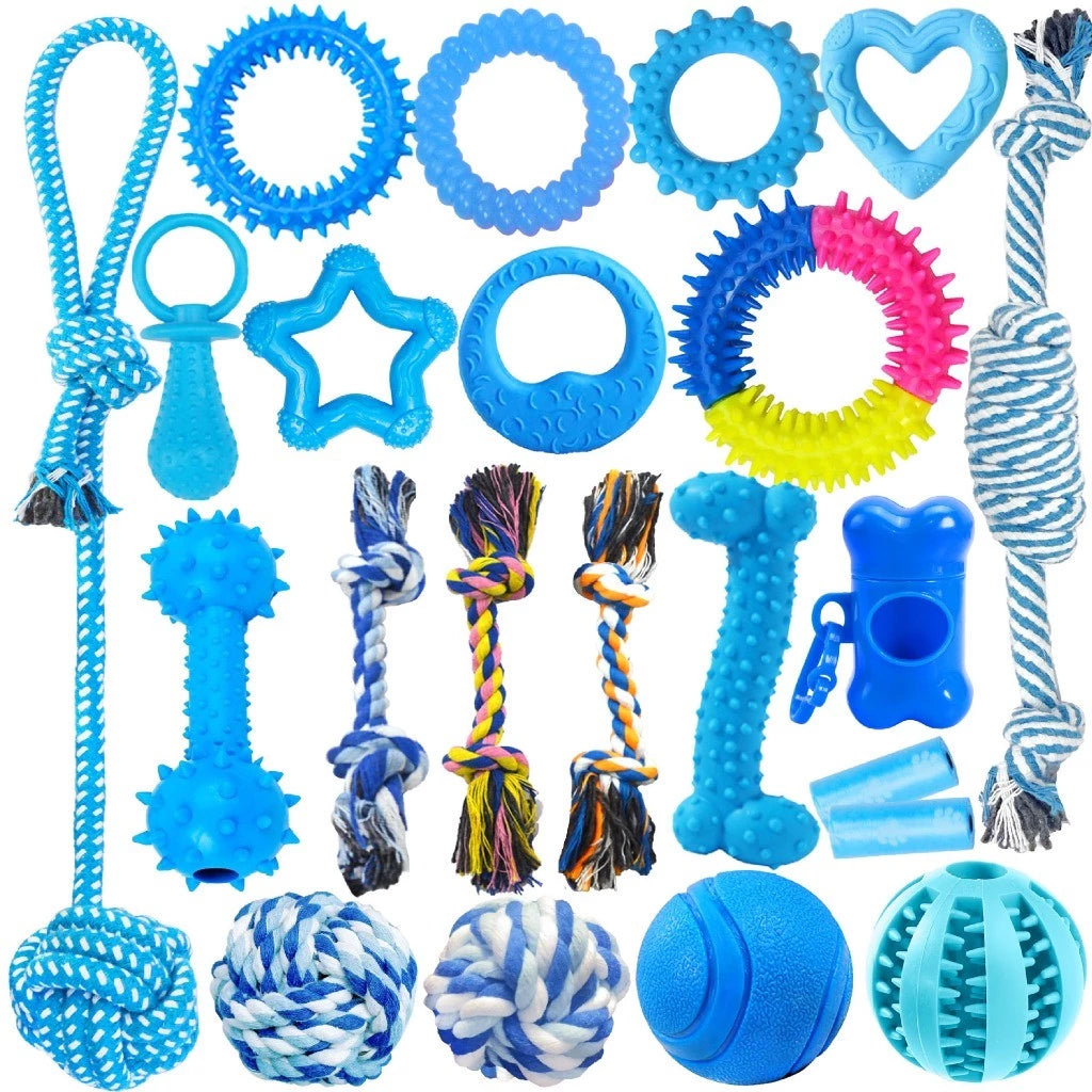 Brinquedo para Cachorro Kit 22 Peças Anti Ansiedade com Mordedores, Cordas e Bolas PlayBark™
