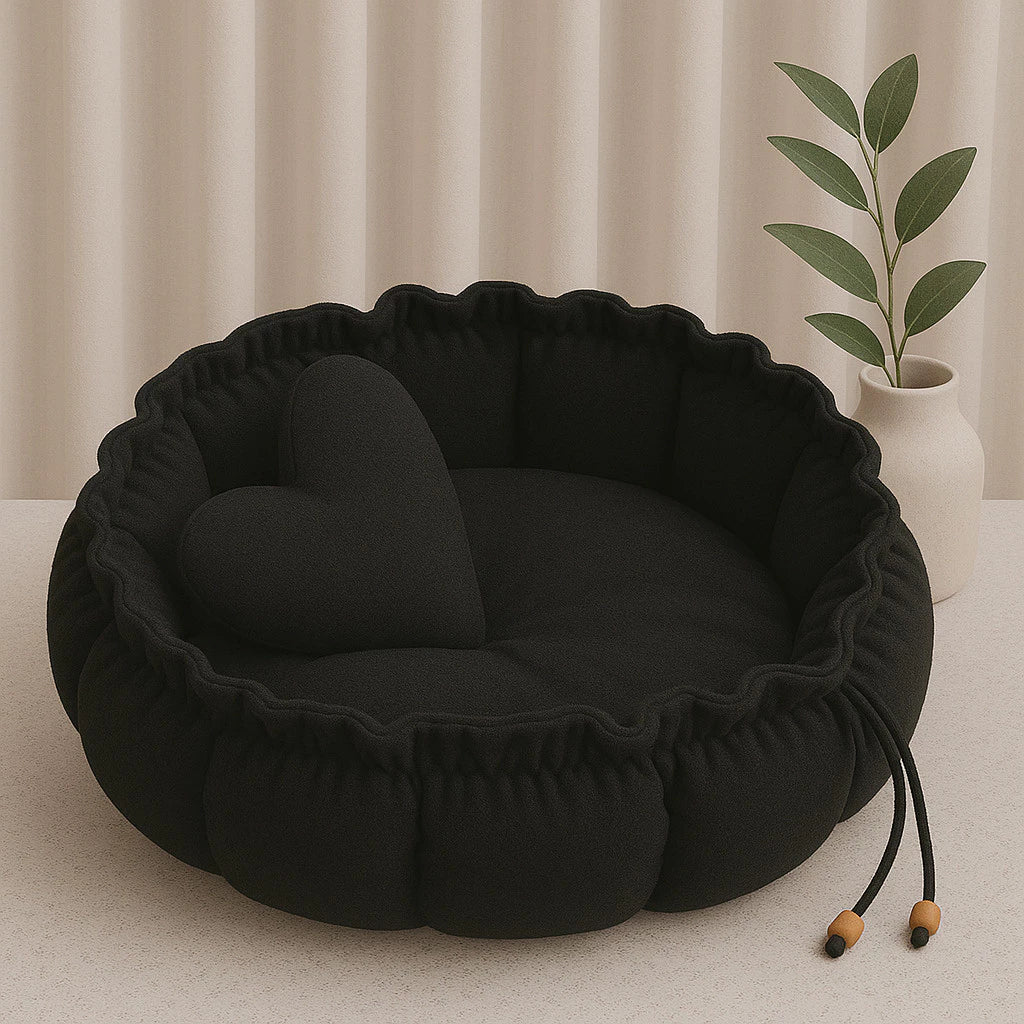 Caminha Pet Redonda Ajustável com Almofada de Coração – Lupzy™ Londres | Aconchego que Abraça