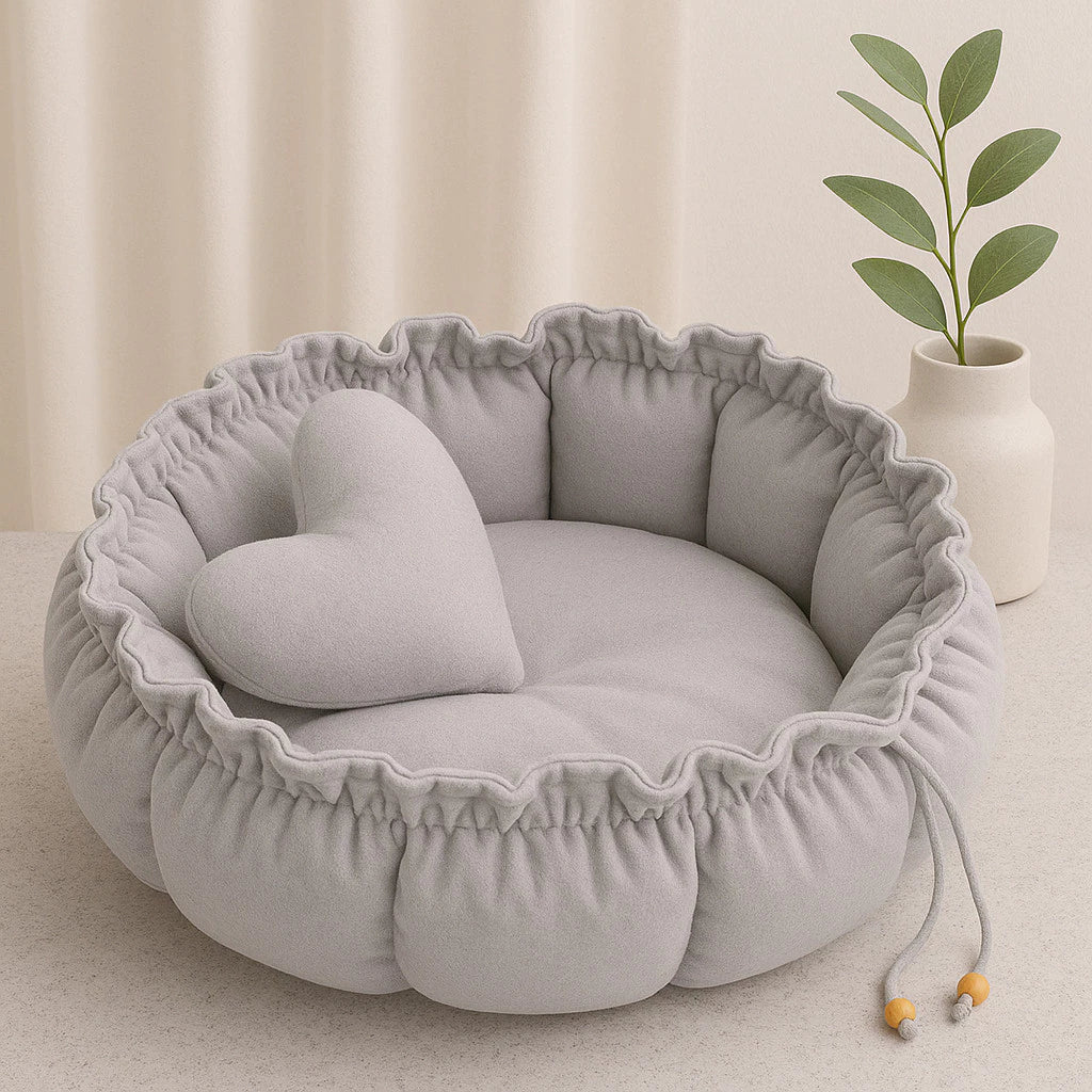 Caminha Pet Redonda Ajustável com Almofada de Coração – Lupzy™ Londres | Aconchego que Abraça