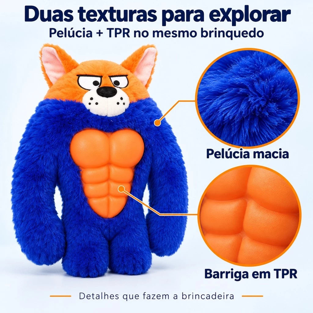 Brinquedo de Pelúcia com Apito e Barriga em TPR para Cachorro 26 a 28cm Muscly™