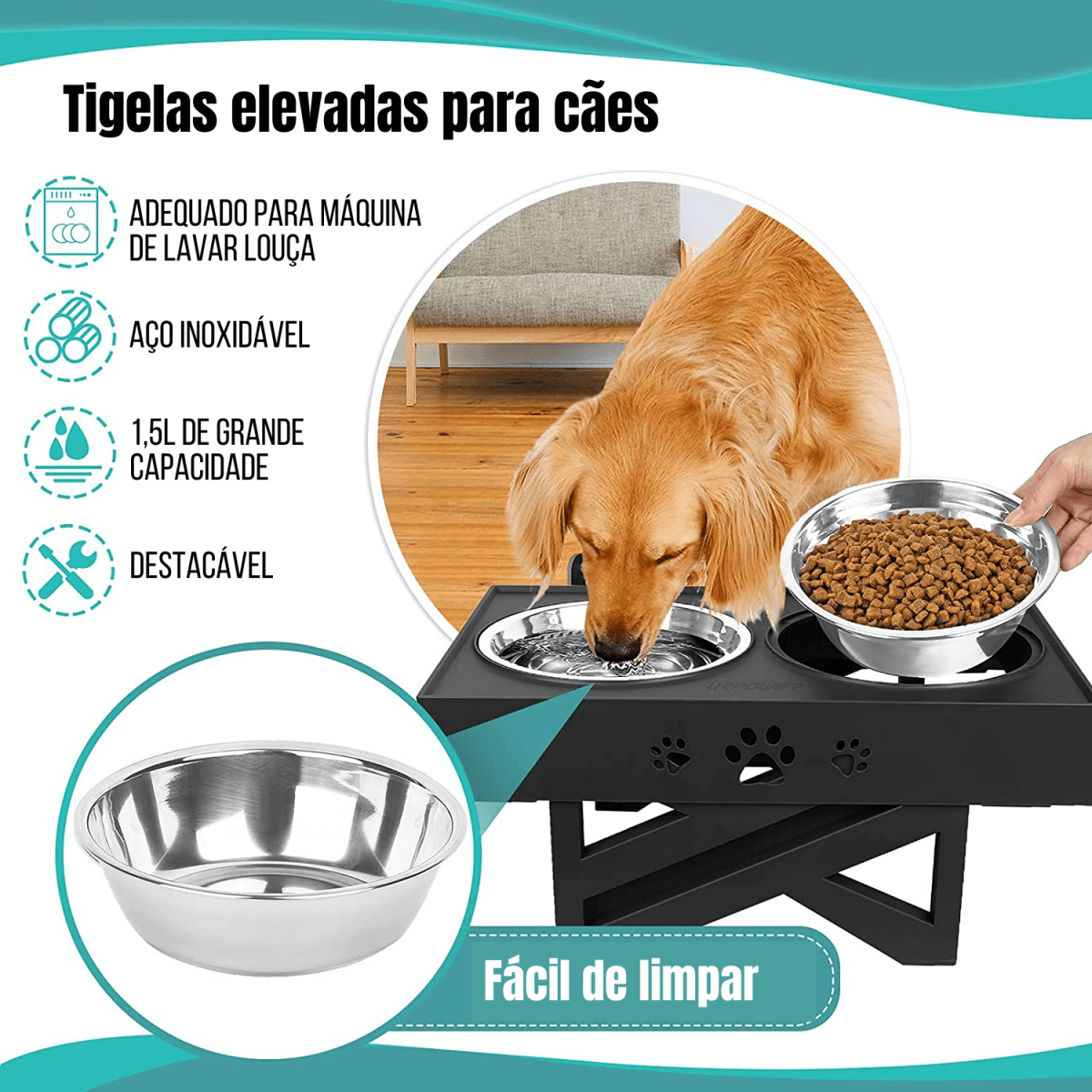 Tigela Ajustável 3 Alturas Grow - Pawzly™ | Exclusivo da ForPatas