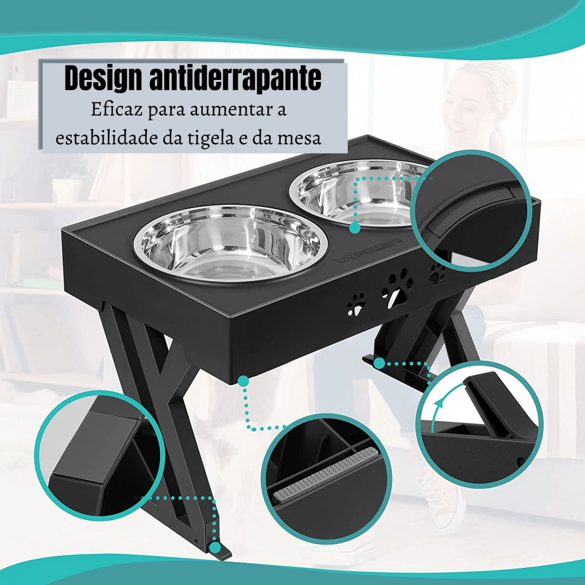 Tigela Ajustável 3 Alturas Grow - Pawzly™ | Exclusivo da ForPatas