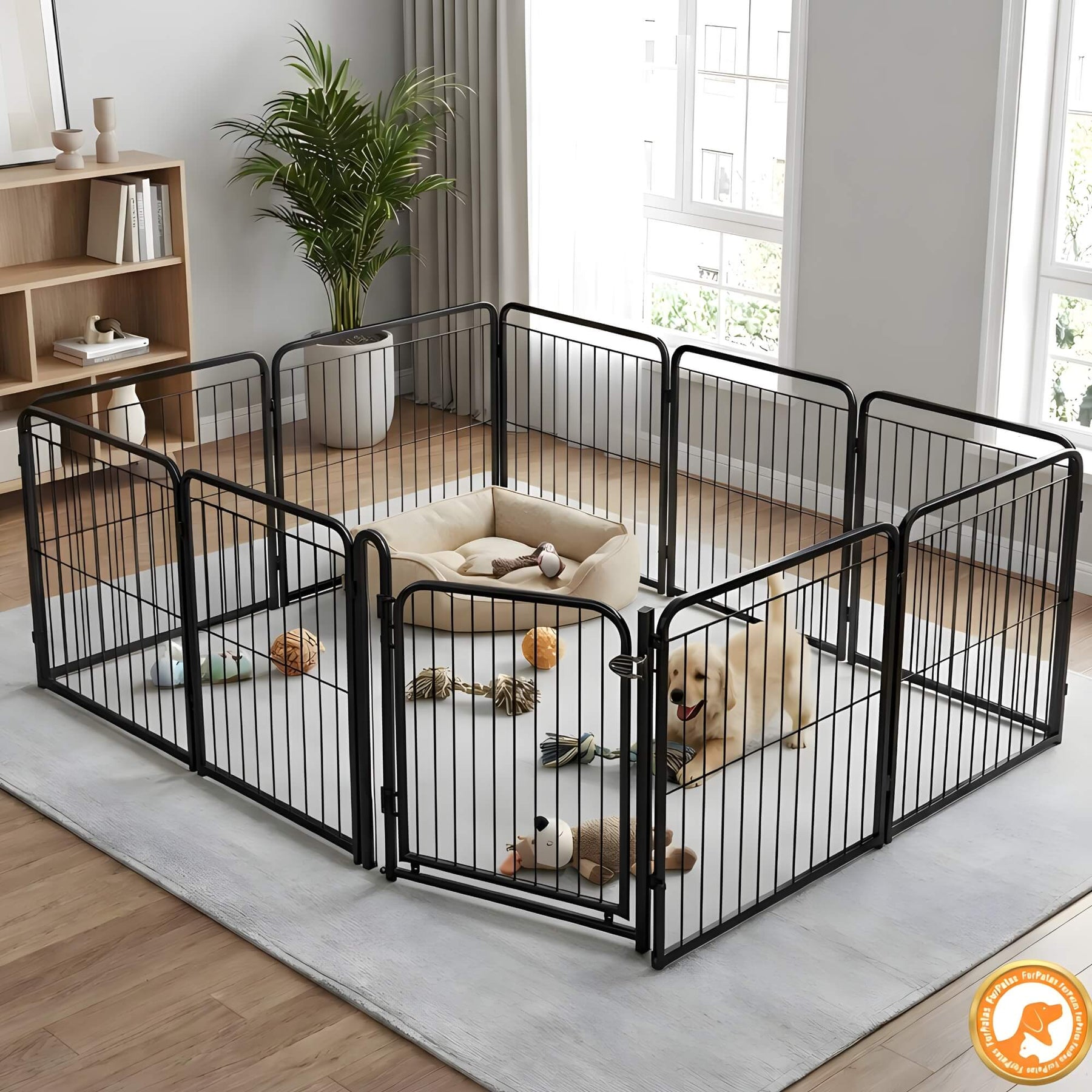 Cercado Pet Dobrável com Portão 82cm em Aço – Duty™ | Segurança Modular para Pets e Crianças