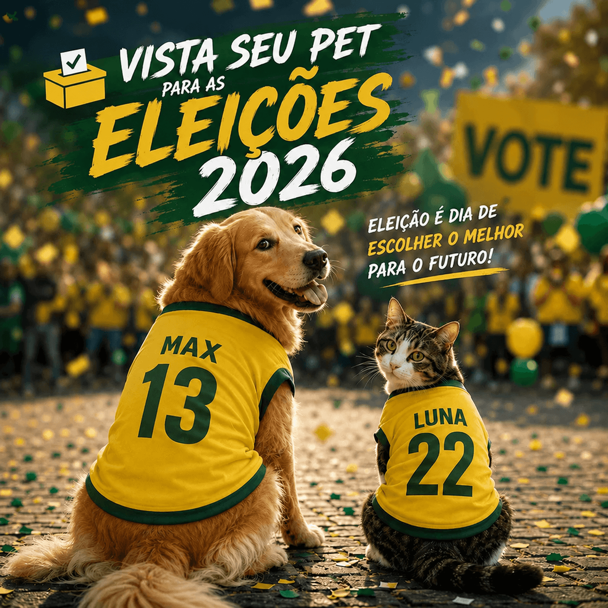 Vista seu Pet para as Eleições 2026 | Roupinha Personalizada para Cachorro e Gato | ForPatas™