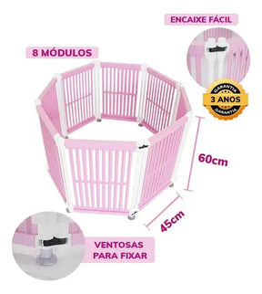 Cercado Modular 60cm com 8 Placas Dobrável Resistente para Cachorro e Gato Anti-UV Cercapet™