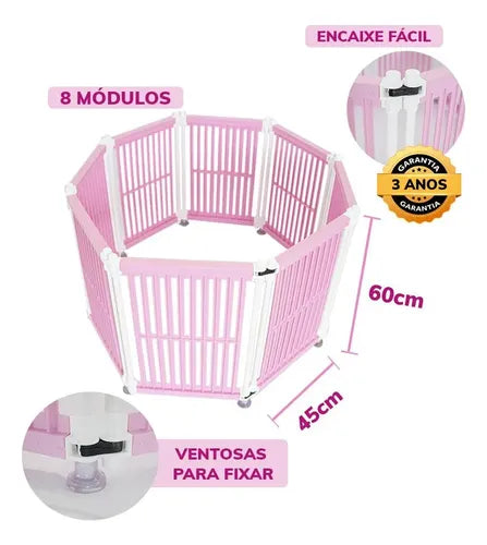 Cercado Modular 60cm com 8 Placas Dobrável Resistente para Cachorro e Gato Anti-UV Cercapet™