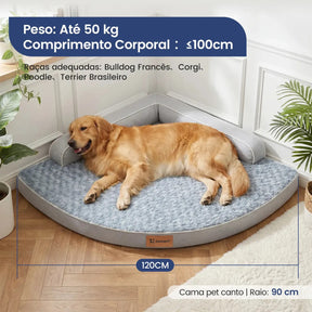 Cama de Canto Ortopédica Impermeável e Antiderrapante para Cachorro e Gato 120cm Cornerfy™