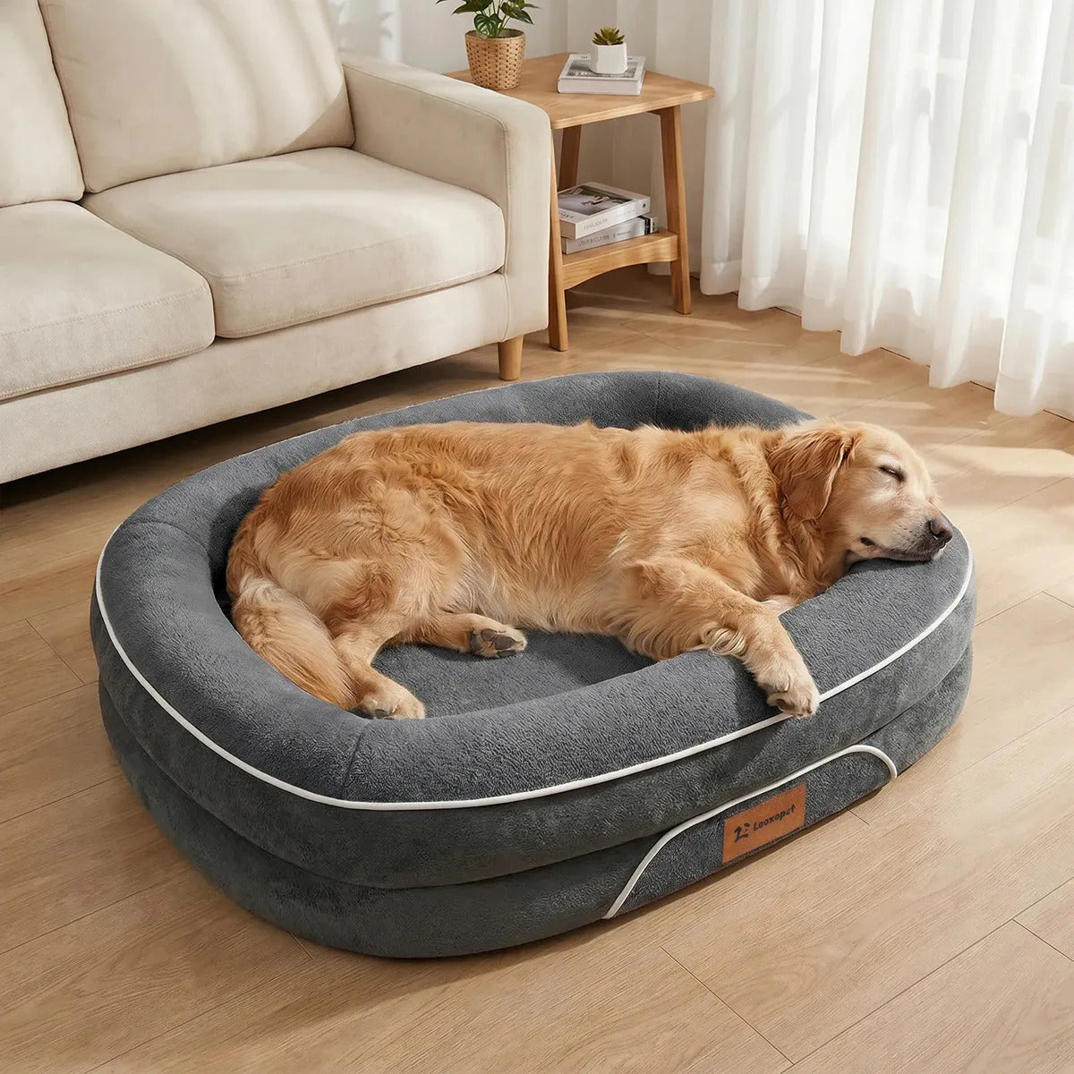 Cama Ortopédica com Suporte Cervical e Fundo Impermeável para Cachorro e Gato 89x71cm Snouty™