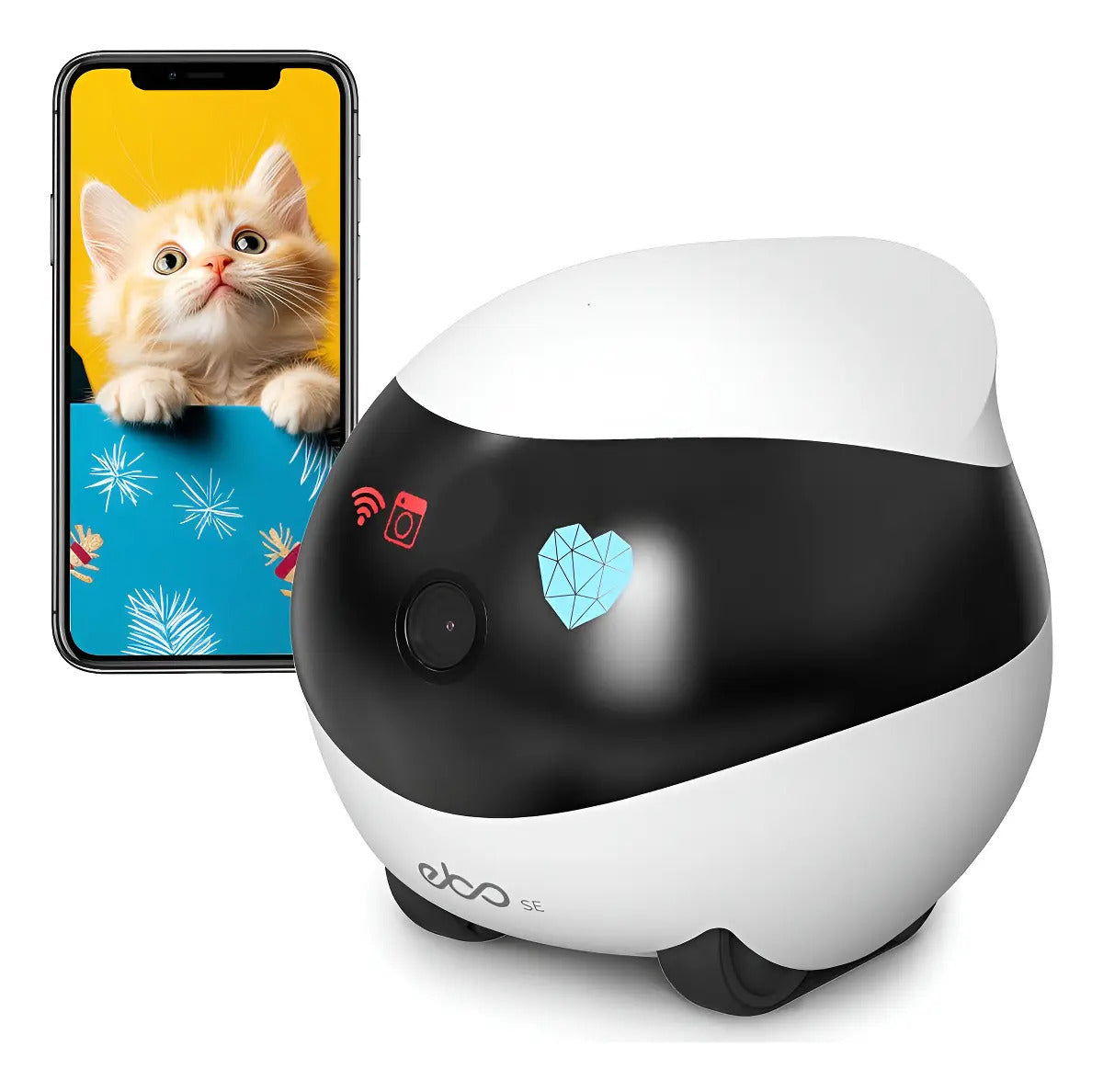 Câmera Robô 360° Wi-Fi 1080p com Visão Noturna e Áudio para Cachorro e Gato EBO Air Enabot