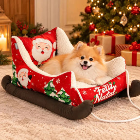 Cama Trenó Natalina Aconchegante para Cachorro e Gato até 10kg 65x45cm Mileva Store