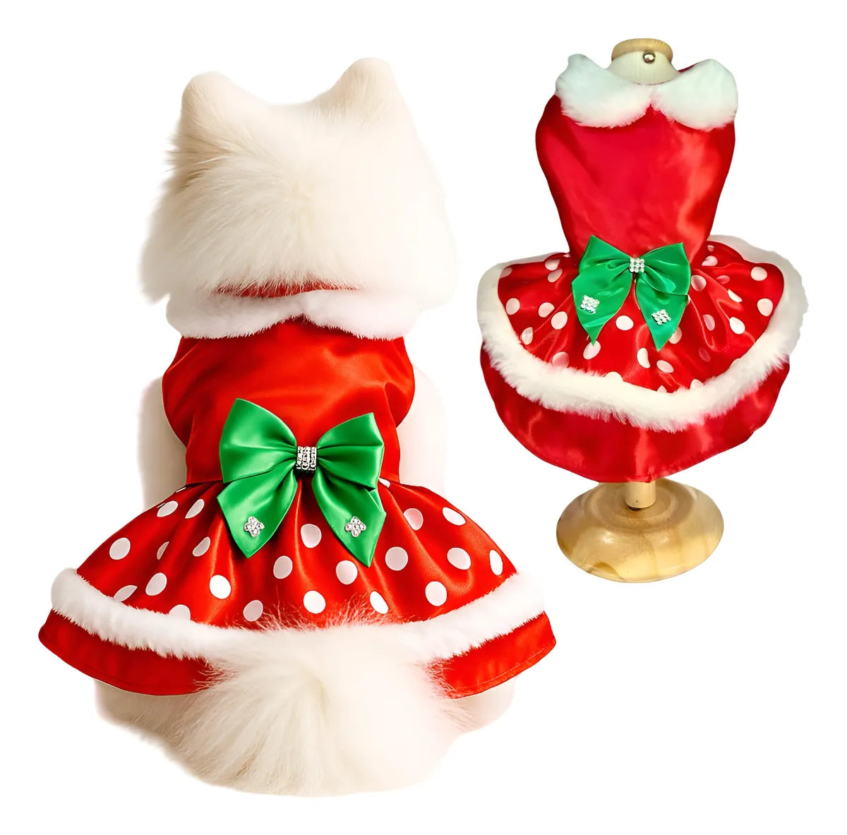 Vestido Natalino Mamãe Noel Sparkle™ – Luxo Para Cães e Gatos