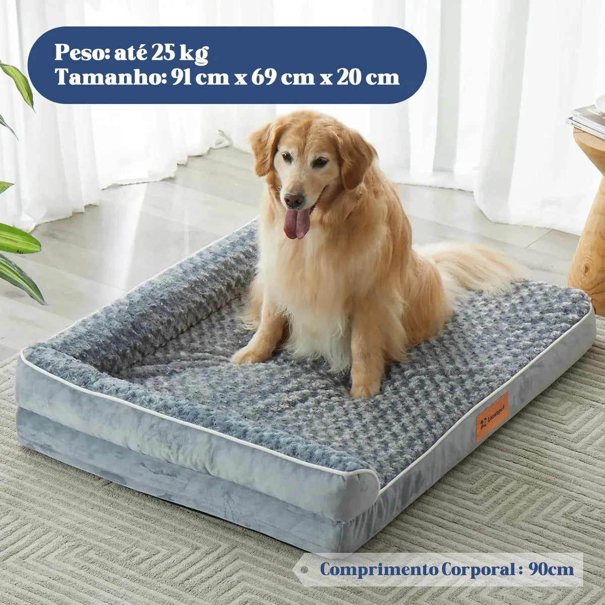 Cama Ortopédica com Suporte Cervical Lavável e Impermeável para Cachorro até 50kg OrthoNest™ - Cama Ortopédica para Cachorro