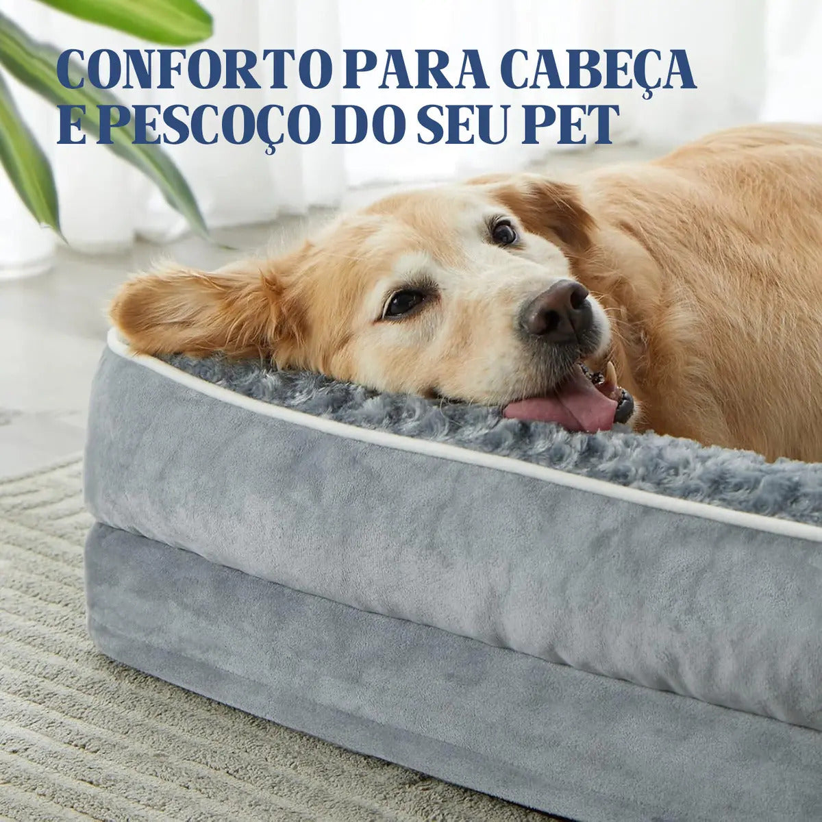 Cama Ortopédica com Suporte Cervical Lavável e Impermeável para Cachorro até 50kg OrthoNest™ - Cama Ortopédica para Cachorro