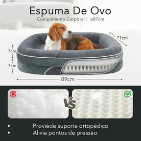 Cama Ortopédica com Suporte Cervical e Fundo Impermeável para Cachorro e Gato 89x71cm Snouty™