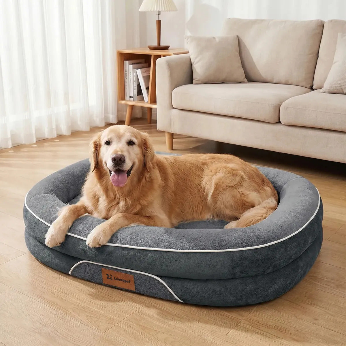 Cama Ortopédica com Suporte Cervical e Fundo Impermeável para Cachorro e Gato 89x71cm Snouty™