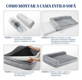Cama Ortopédica com Suporte Cervical Lavável e Impermeável para Cachorro até 50kg OrthoNest™ - Cama Ortopédica para Cachorro