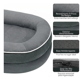 Cama Ortopédica com Suporte Cervical e Fundo Impermeável para Cachorro e Gato 89x71cm Snouty™