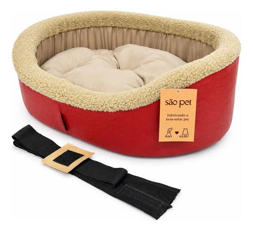 Cama Natalina Acolchoada com Almofada Macia para Cachorro e Gato Tamanhos P e M NoelNest™