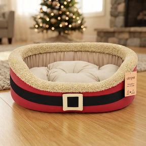 Cama Natalina Acolchoada com Almofada Macia para Cachorro e Gato Tamanhos P e M NoelNest™