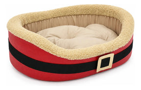 Cama Natalina Acolchoada com Almofada Macia para Cachorro e Gato Tamanhos P e M NoelNest™