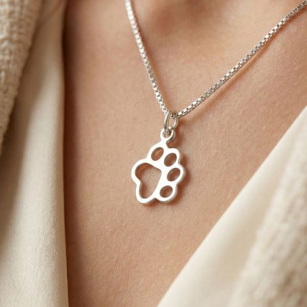 Colar Feminino Pet em Prata 925 com Patinhas – Lupzy™ | Homenagem Delicada a Cães e Gatos