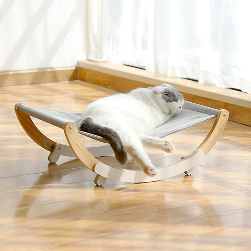 Rede Luxo CatHammock™ – Descanso Elevado com Base de Madeira