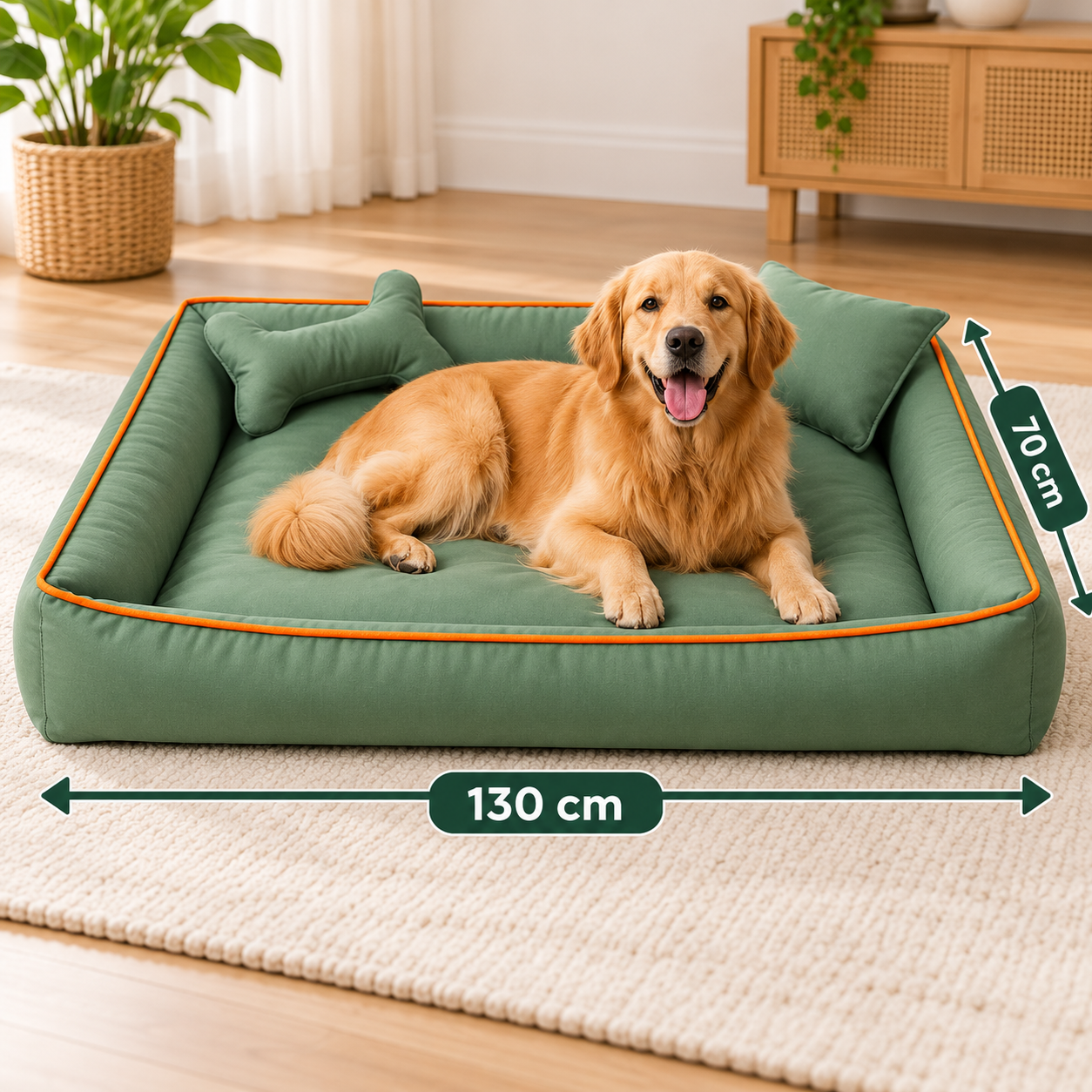 Cama Grande Lavável com Zíper e Enchimentos Removíveis para Cachorro e Gato BigNest™