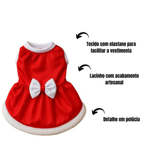 Vestido de Natal com Gorrinho Pet – Mamãe Noel para Cães e Gatos - by ForPatas