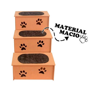 Escada Pet em MDF com Carpete Antiderrapante 3 Degraus – ForPatas™