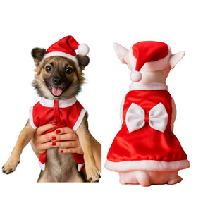 Vestido de Natal com Gorrinho Pet – Mamãe Noel para Cães e Gatos - by ForPatas